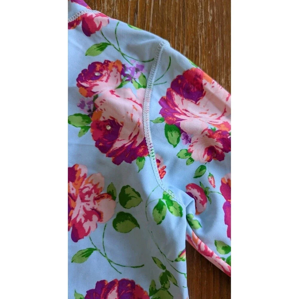 New Ruffle Butts Rash Guard Girls 10 Swim Top Life Is Rosy Floral UPF 50